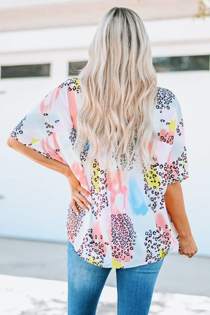 Animal Watercolor Mixed Print Top